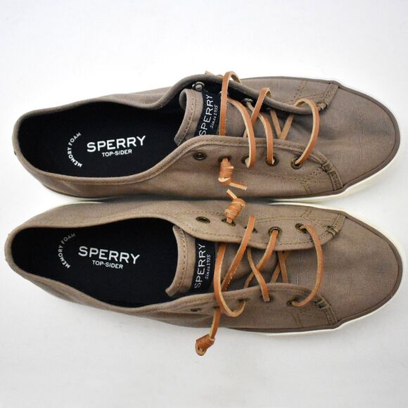 Sperry Top-Sider Pier View Taupe Canvas Slip On Sneakers - Women's Size 10 - Picture 6 of 7